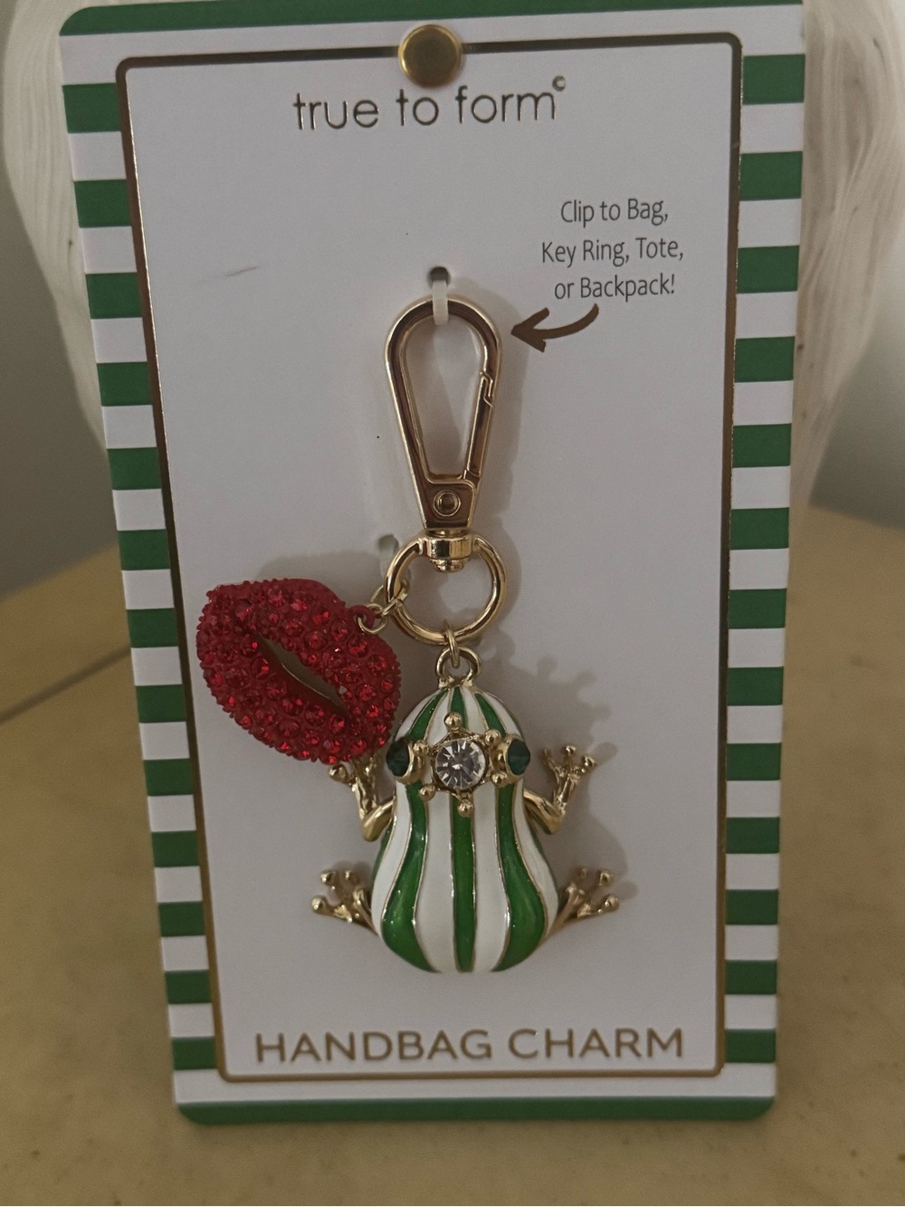 Blingy Frog and Lips Bag Charm New